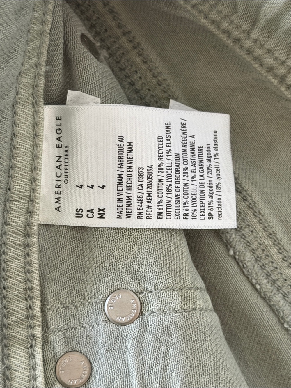 American Eagle Outfitters Olive Green Denim Cutoff Shorts - Picture 4 of 5
